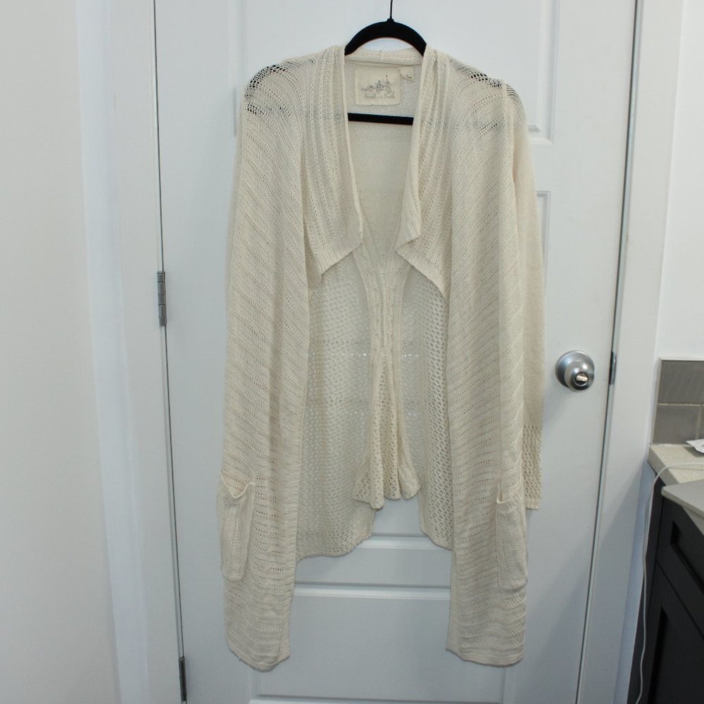 Anthropologie Angel of The North Open Knit Cardigan Size Small Cream